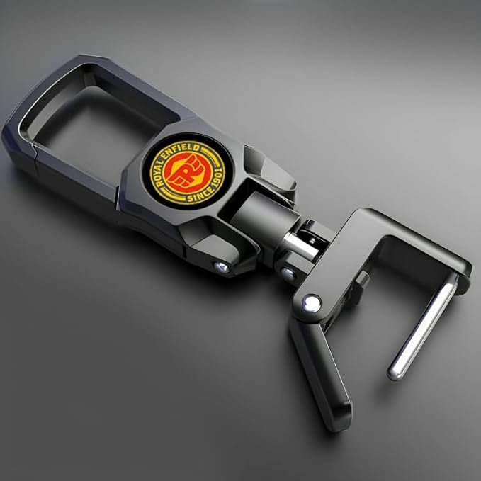 (BUY 1 GET 1 FREE) Dual Side Logo Keychain Compatible with Royal Enfield key Hunter 350 Bullet Meteor Classic - Image 5