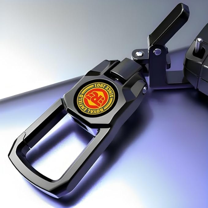 (BUY 1 GET 1 FREE) Dual Side Logo Keychain Compatible with Royal Enfield key Hunter 350 Bullet Meteor Classic - Image 3