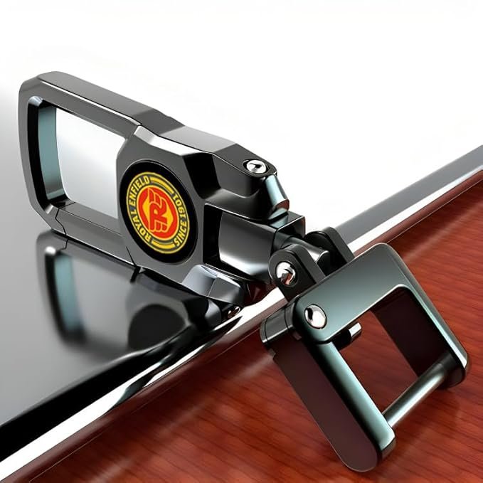 (BUY 1 GET 1 FREE) Dual Side Logo Keychain Compatible with Royal Enfield key Hunter 350 Bullet Meteor Classic