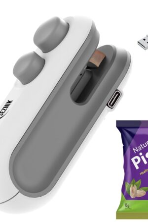 Seznik Portable Mini Sealing Machine, Handheld Packet Sealer for Food, Snacks, Chips, Fresh Storage, Plastic Bags Sealing Machine, 1 YEAR Warranty (White)