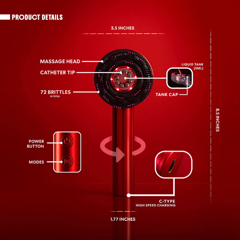 3 in 1 Red Light Therapy Hair Rejuvenation Oil Applicator & Comb | 6 Months Warranty - Image 5